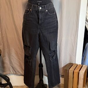 Lucky Brand Zoe High Rise Straight Black Distressed Jeans